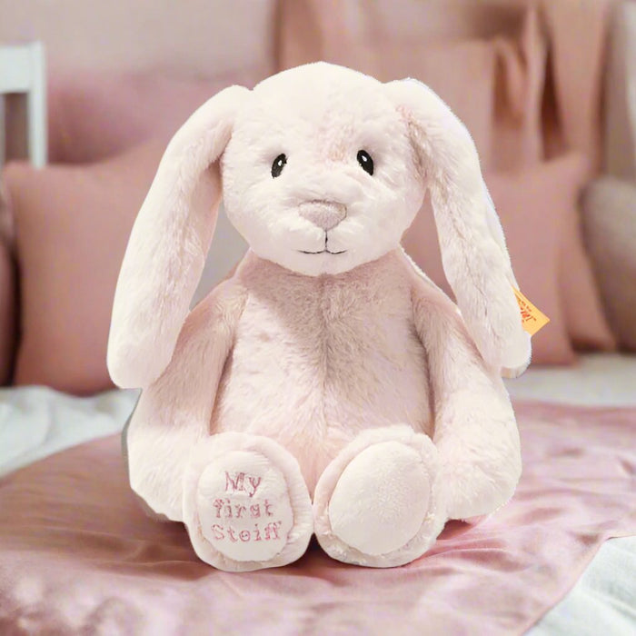 Official Steiff Soft Cuddly Friends My First Steiff Pink Hoppie Rabbit