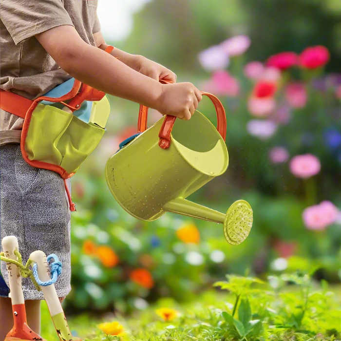 Children's Gardening Outdoor Tool Kit Set With Rake, Fork, Spade, Watering Can & Bag