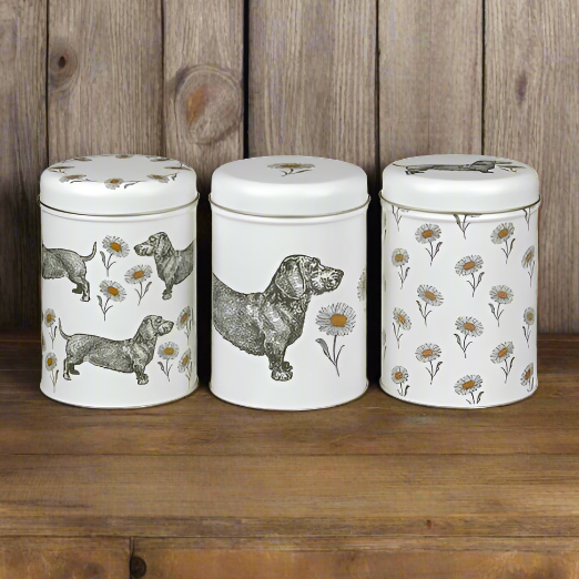 Thornback & Peel Dog & Daisy Set Of 3 Canister Storage Caddies