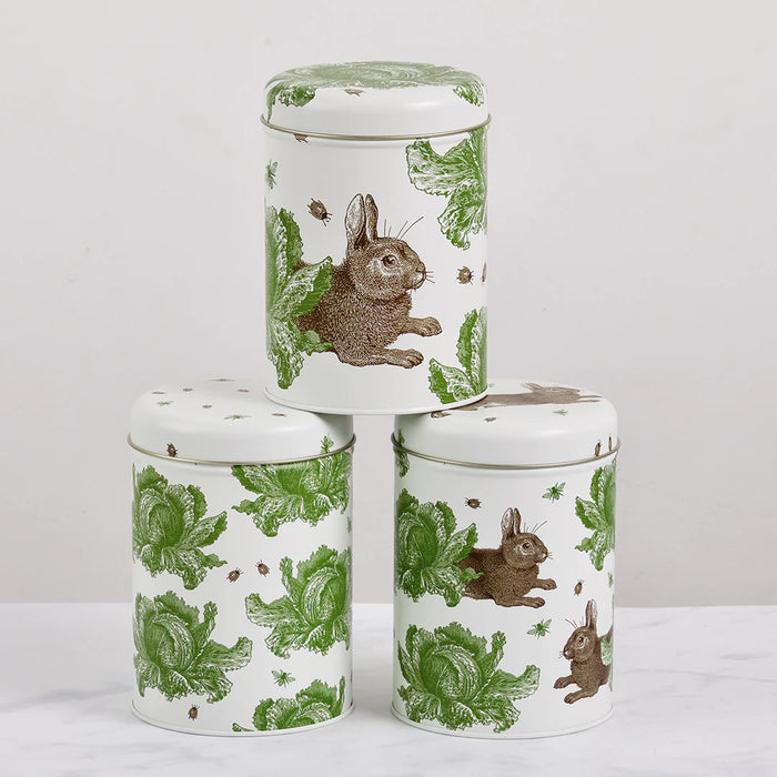 Thornback & Peel Rabbit & Cabbage Set Of 3 Round Storage Caddies