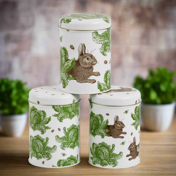 Thornback & Peel Rabbit & Cabbage Set Of 3 Round Storage Caddies