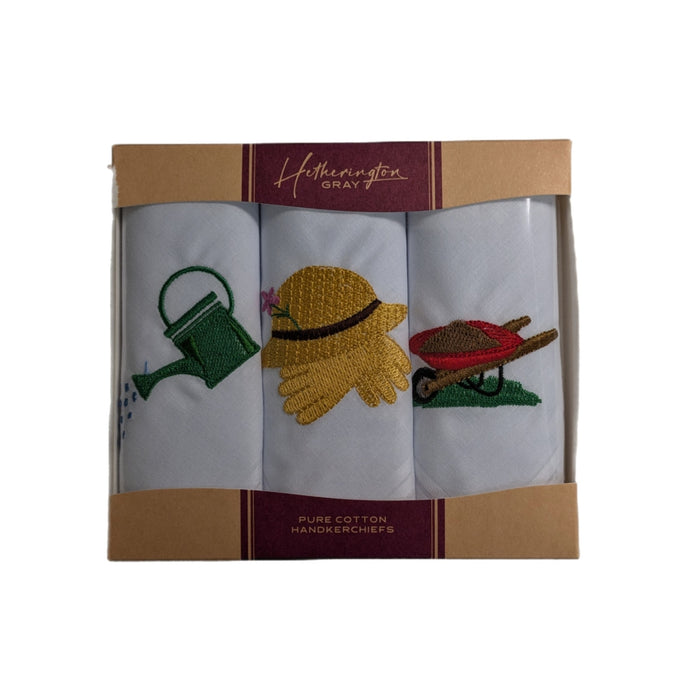 Warwick & Vance Gardening Embroidery 3 Pack Women's Handkerchiefs