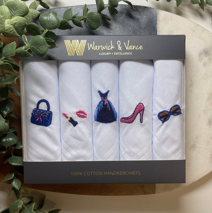 Warwick & Vance Party Embroidered 3 Pack Women's Handkerchiefs