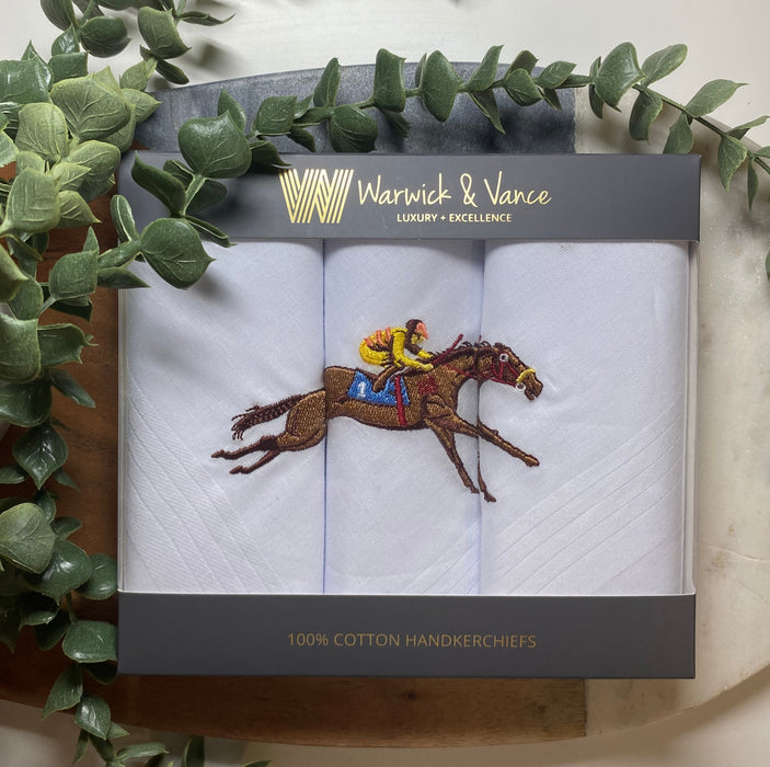 Warwick & Vance Horse Embroidery 3 Pack Men's Handkerchief