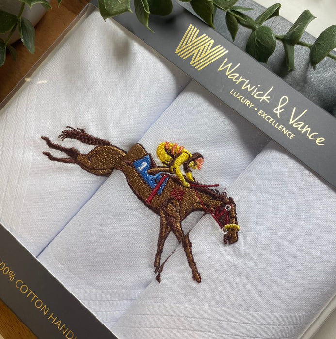 Warwick & Vance Horse Embroidery 3 Pack Men's Handkerchief