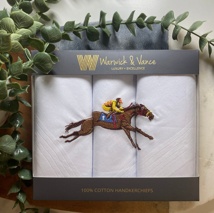 Warwick & Vance Horse Embroidery 3 Pack Men's Handkerchief