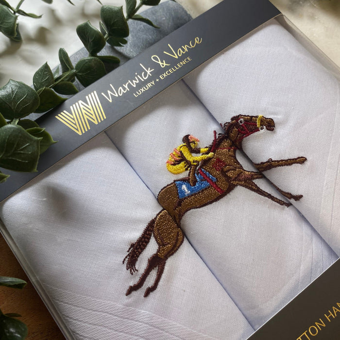 Warwick & Vance Horse Embroidery 3 Pack Men's Handkerchief