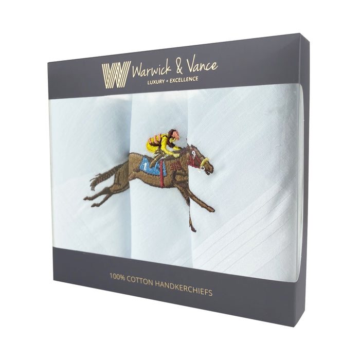 Warwick & Vance Horse Embroidery 3 Pack Men's Handkerchief