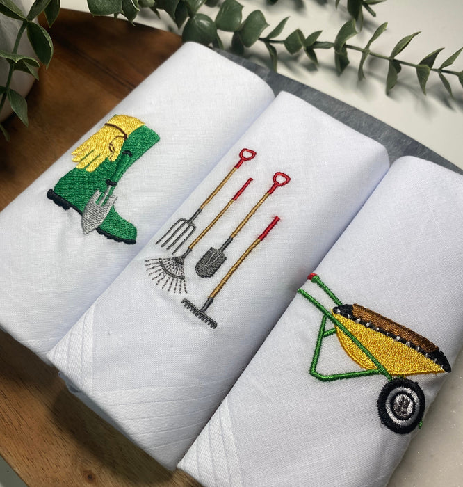 Warwick & Vance Gardening Embroidered 3 Pack Men's Handkerchief