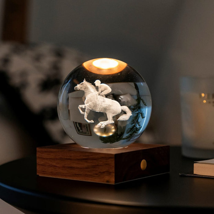 Gingko Wooden 3D Amber Crystal Weighted Ball LED Light