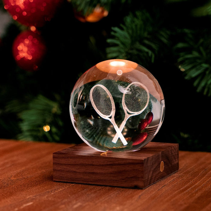 Gingko Wooden 3D Amber Crystal Weighted Ball LED Light