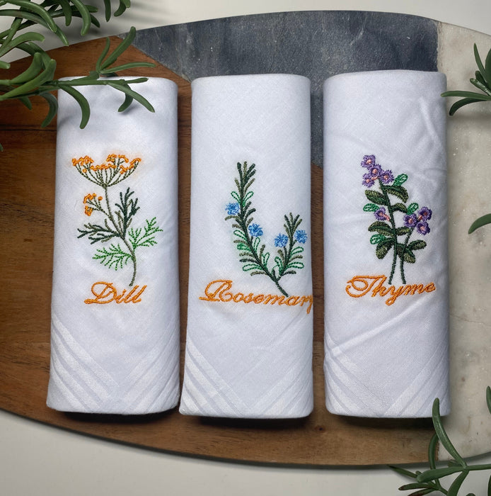 Warwick & Vance Herb Embroidery 3 Pack Women's Handkerchiefs