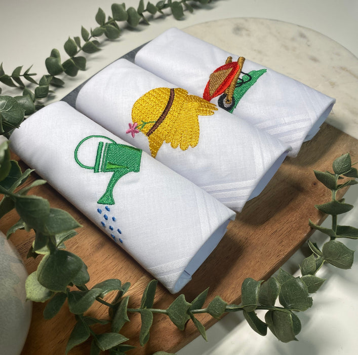 Warwick & Vance Gardening Embroidery 3 Pack Women's Handkerchiefs