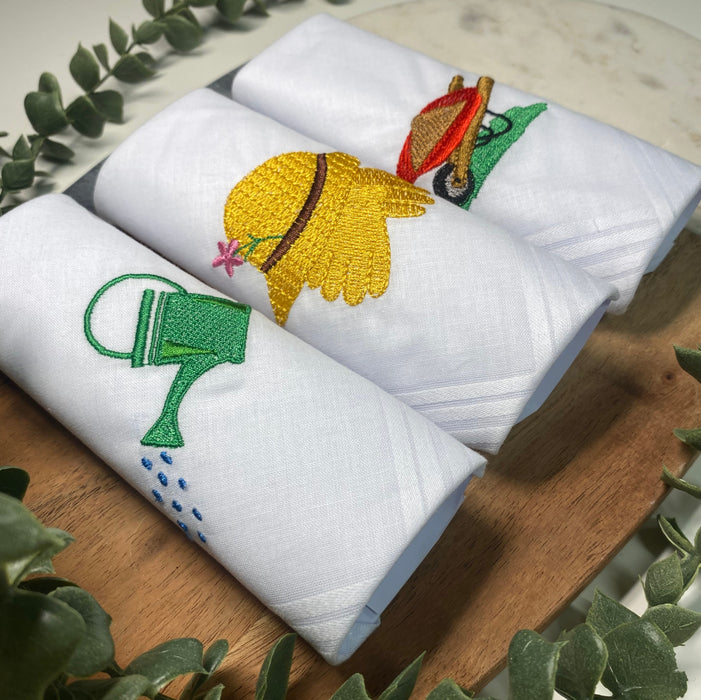 Warwick & Vance Gardening Embroidery 3 Pack Women's Handkerchiefs