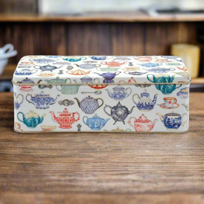 Teapots Long Rectangular Storage Tin With Lid